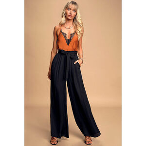 Lulus Go With The Flow Black Wide-leg Pants - Size M